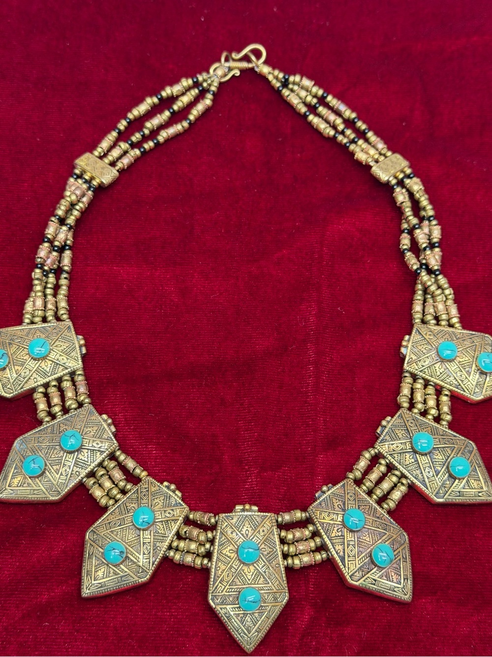Free People Necklace in bronze and turquoise bohemian-style statement Necklace